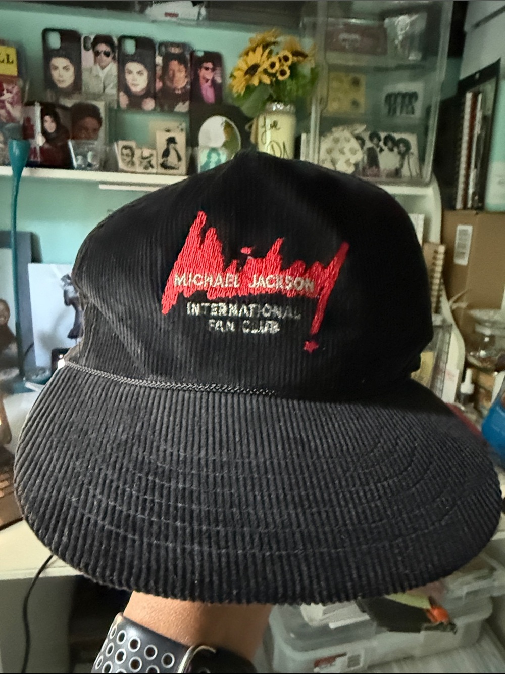Michael Jackson Black Corduroy Baseball Cap with MJIFC Logo